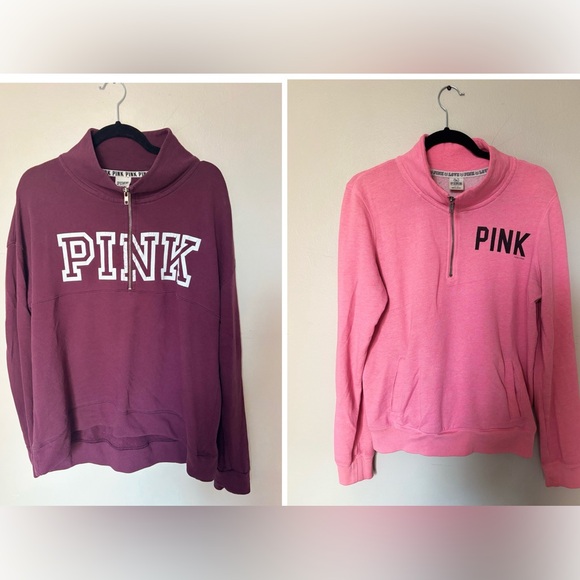 2 Victoria Secret PINK Quarter Zip Sweater - Picture 1 of 3